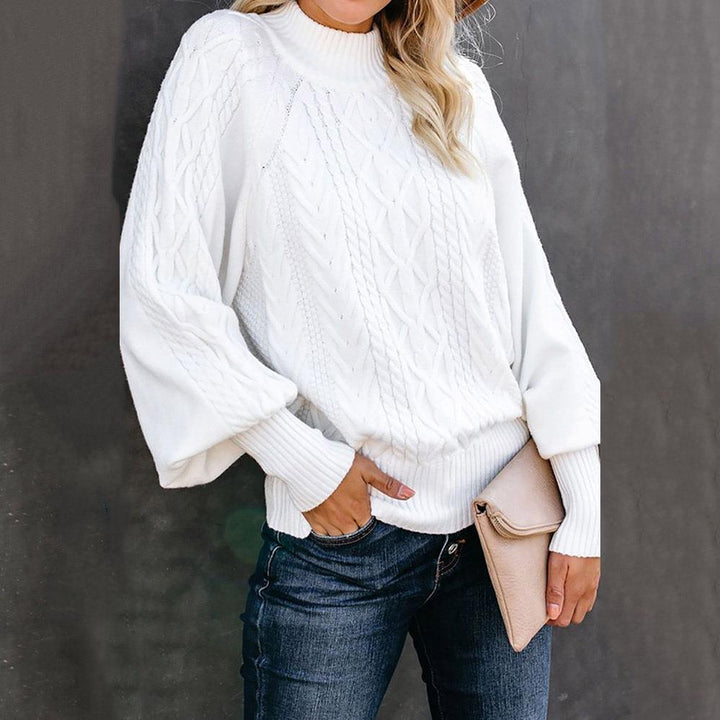 Knit sweater for women with high collar and textured design Lune London