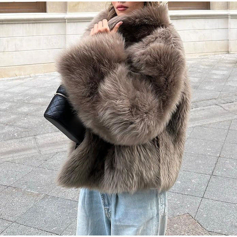 Ladies Chic and Stylish Modern Cut Faux Fur Jacket