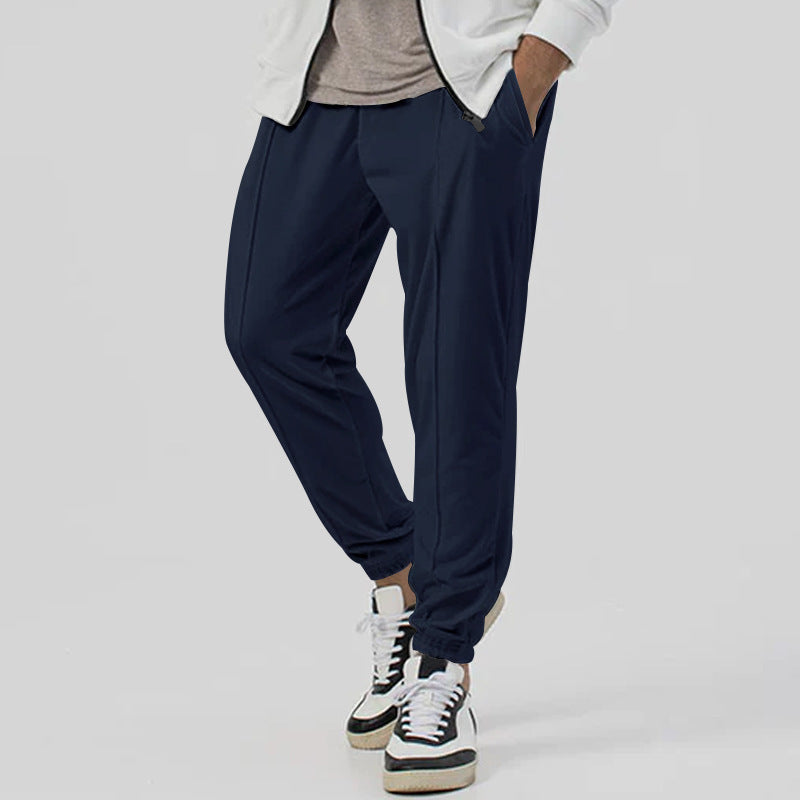 Sporty men's joggers with elastic waistband and zippers Lune London