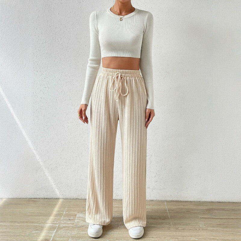 Relaxing knit loungewear set for women, high waist and wide leg Lune London