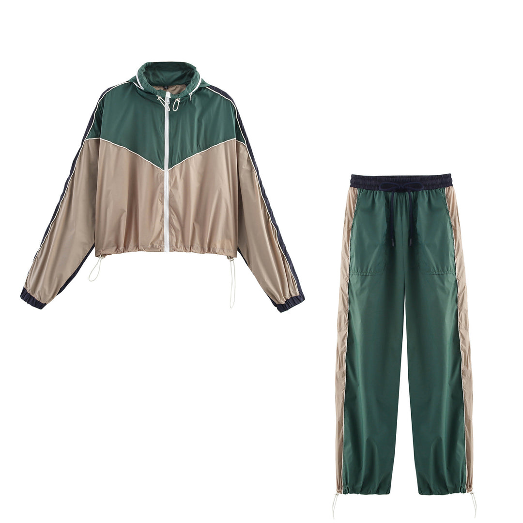 Women's Lightweight Nylon Training Pants with Contrast Sides, Drawstring and Adjustable Hem Amarae