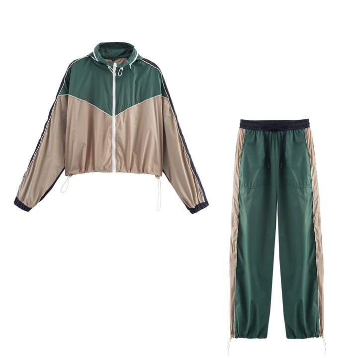Women's Lightweight Nylon Training Pants with Contrast Sides, Drawstring and Adjustable Hem Amarae