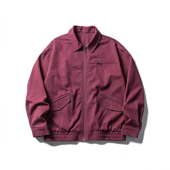 Men's Oversized Work Jacket with Full Zip, Chest Zip and Elastic Hem Band Amarae