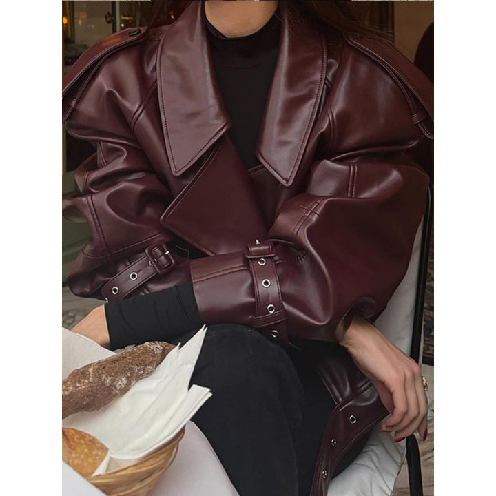 Faux leather jacket for women with voluminous sleeves Lune London
