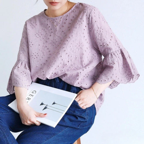 Embroidered blouse with hole for women Amarae