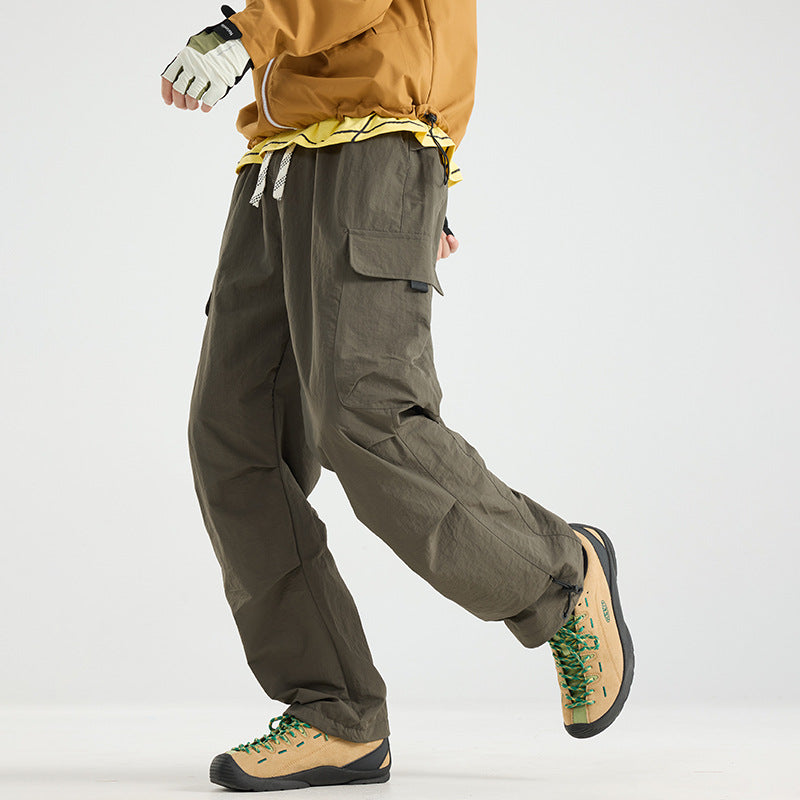 Men's Lightweight Technical Cargo Trekking Pants with Drawstring Waist, Utility Pockets and Adjustable Leg Openings Amarae
