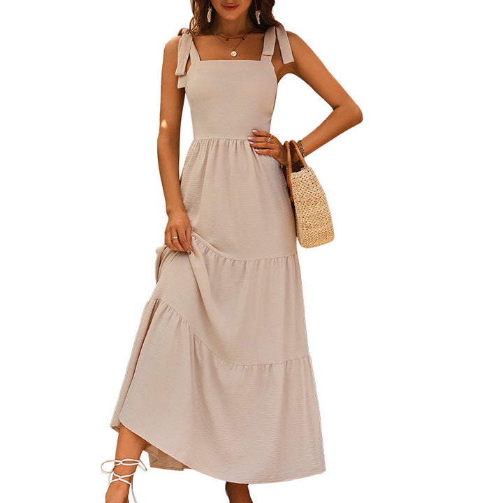 Maxi dress with tiers for women with adjustable straps Lune London
