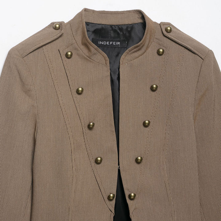 Women short blazer in field jacket style with stand-up collar, decorative button rows and shoulder epaulettes Amarae