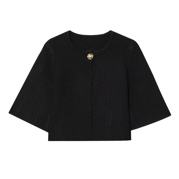 Ladies Elegant Cocoon Jacket with Chic Button Detail and Style