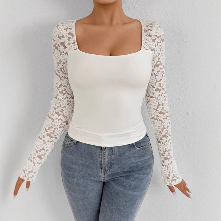 Women Elegant Top with Lace Sleeves Lune London