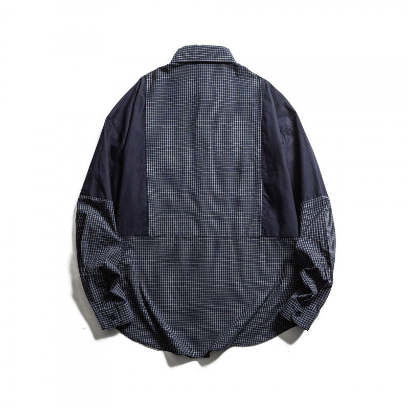 Men's Patchwork Overshirt in Check Mix with Contrast Panels Amarae