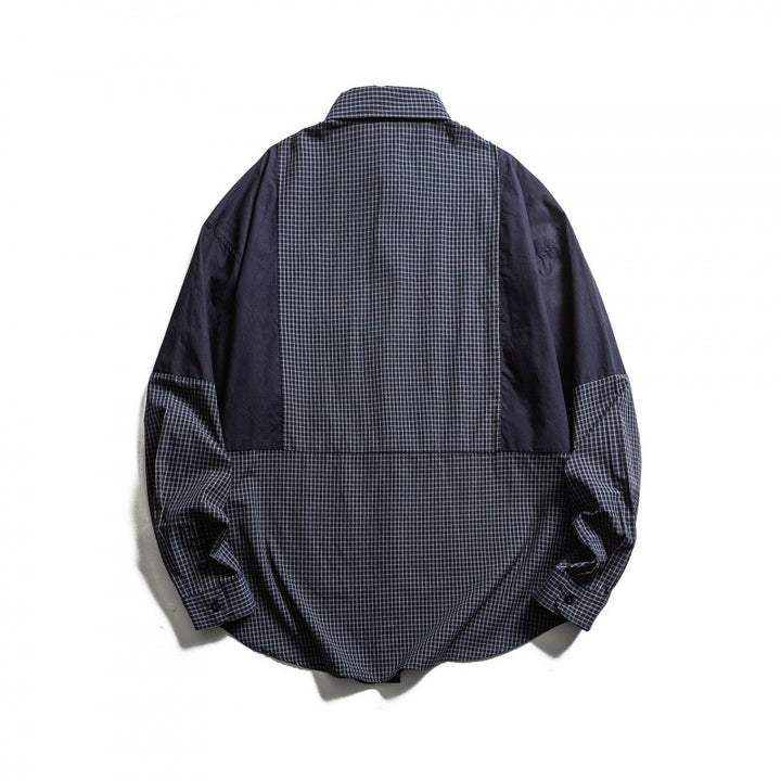 Men's Patchwork Overshirt in Check Mix with Contrast Panels Amarae