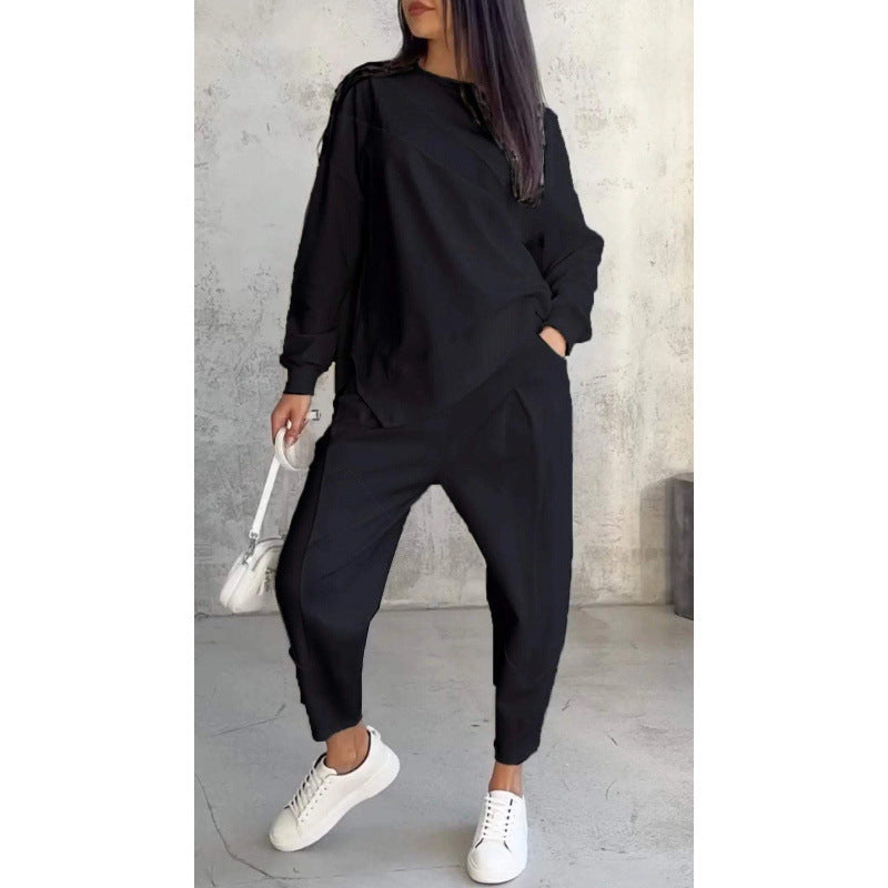 Women's Casual Two-Piece Lounge Set with Oversize Sweatshirt and Tailored Tapered Pants Amarae