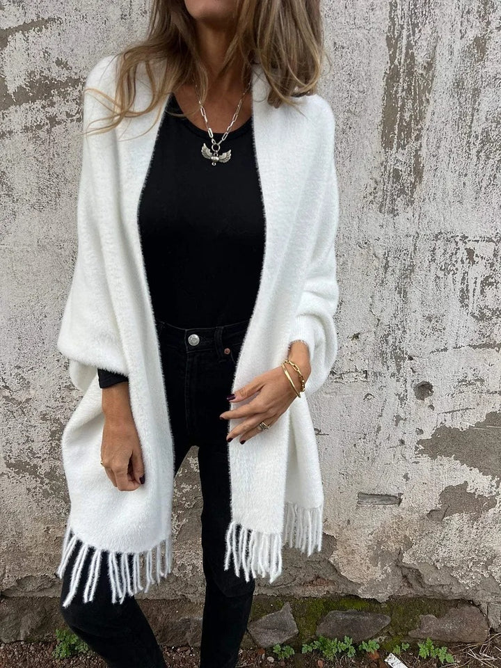 Knit coat for women with fringes Lune London