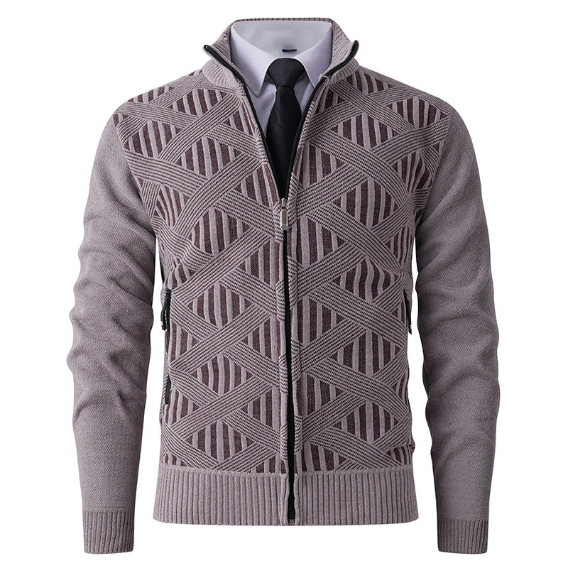 Men's knitted jacket with structured design and modern zipper Lune London