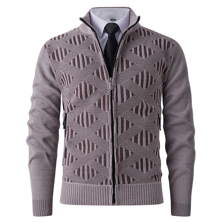 Men's knitted jacket with structured design and modern zipper Lune London