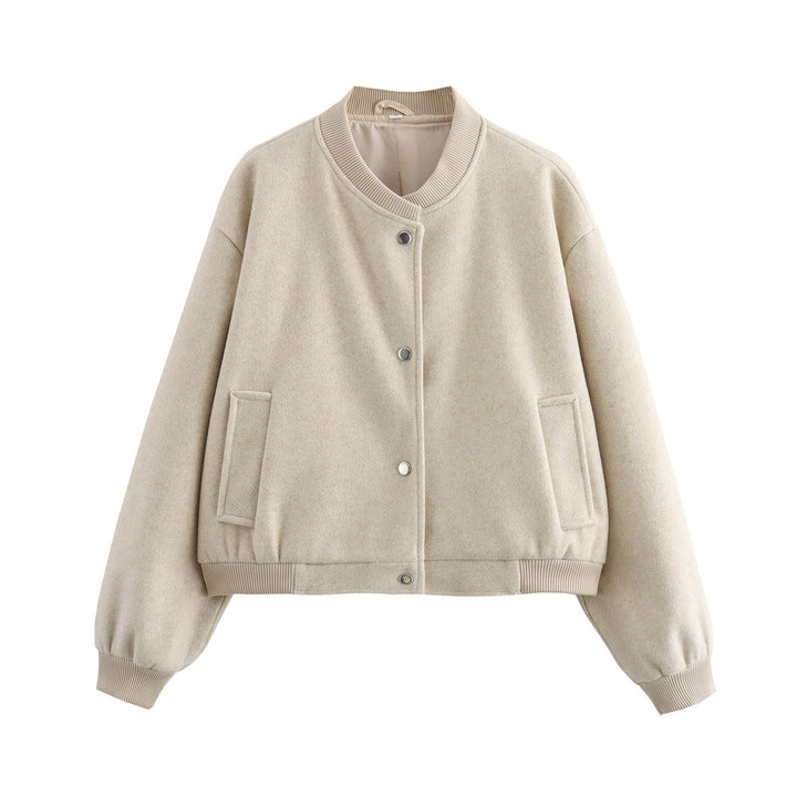 Casual bomber jacket for women in high-quality wool blend with practical pockets Lune London