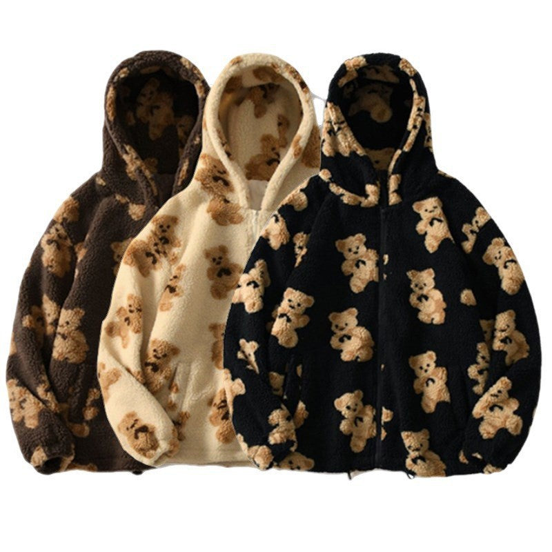 Polar teddy jacket for women with hood and large pockets Lune London