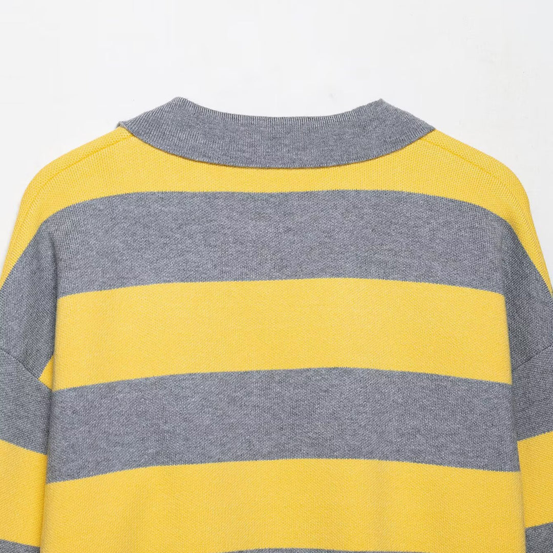 Wide patterned polo sweater for women with short sleeves Lune London