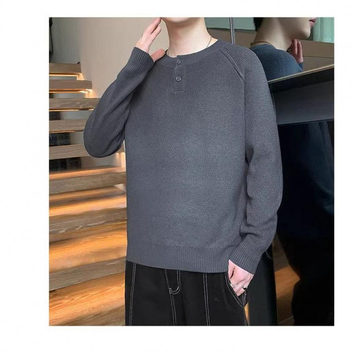 Knit sweater for men with convertible collar and high-quality texture Lune London