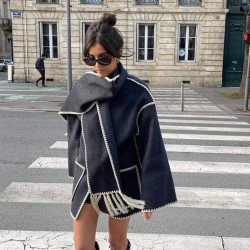 Women’s coat with fringe detail and elegant row of buttons Amarae
