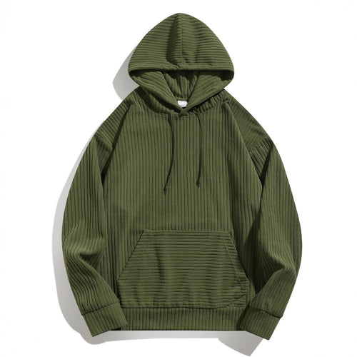 Cozy hooded sweater for men with ribbed structure and practical kangaroo pocket Amarae