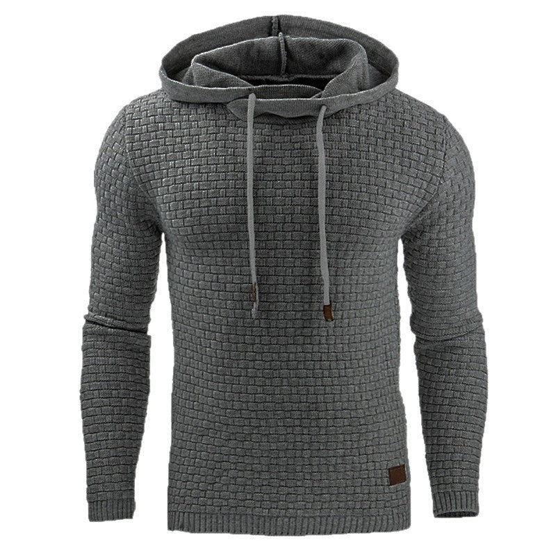 Knitted sweater for men with textured surface and integrated hood Amarae
