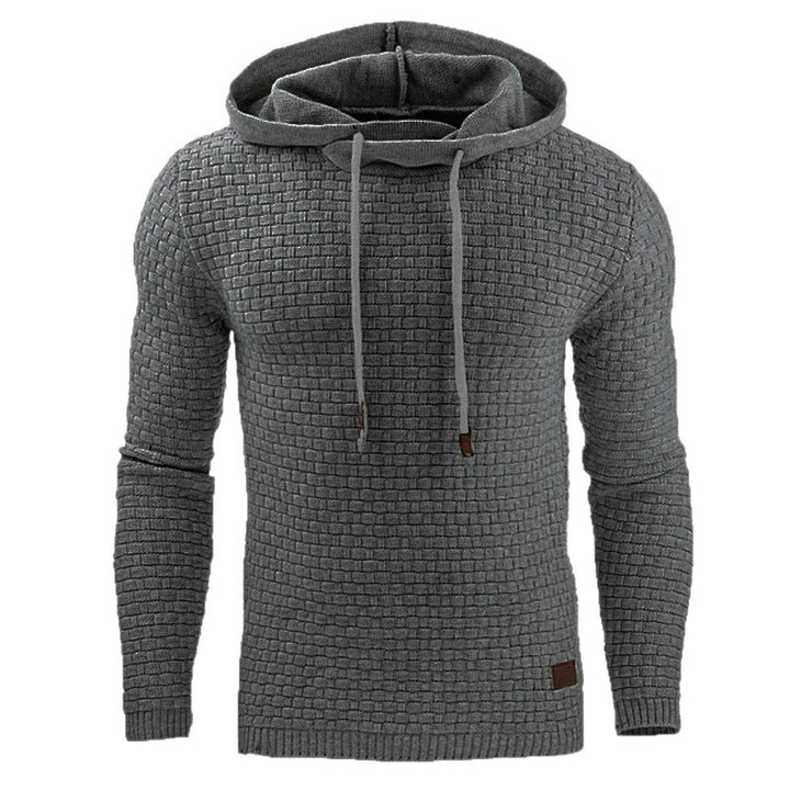 Knitted sweater for men with textured surface and integrated hood Amarae