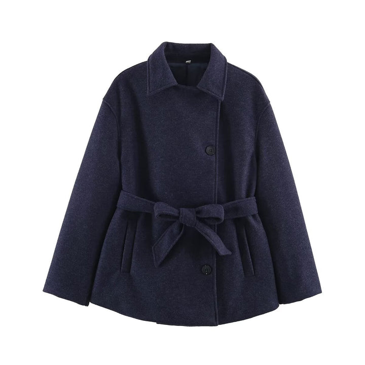 Women’s short wrap coat with belted waist and boxy silhouette Amarae