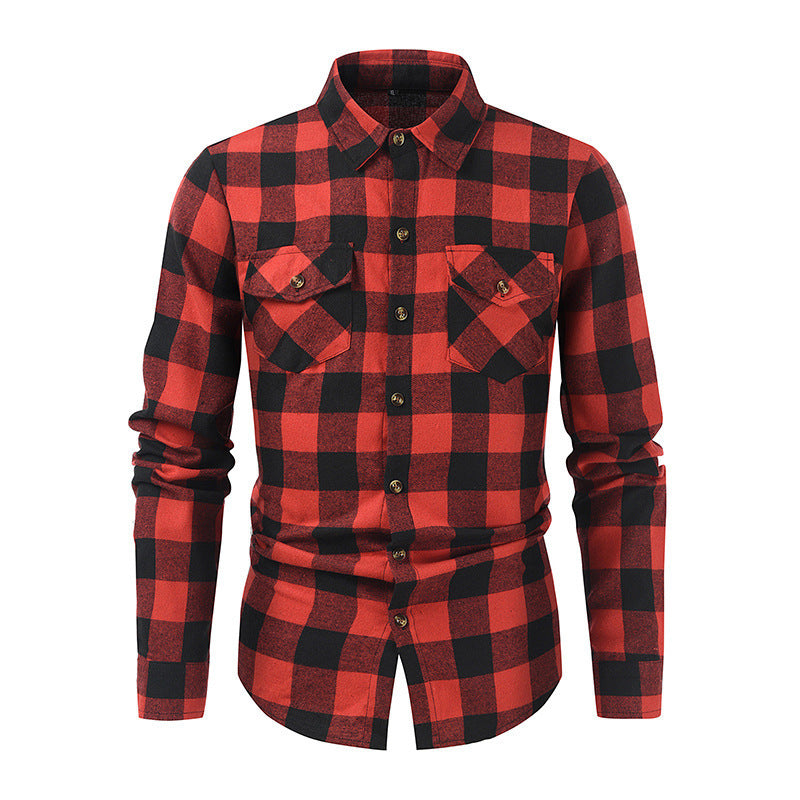 Classic flannel shirts for men with plaid pattern and practical chest pockets Lune London