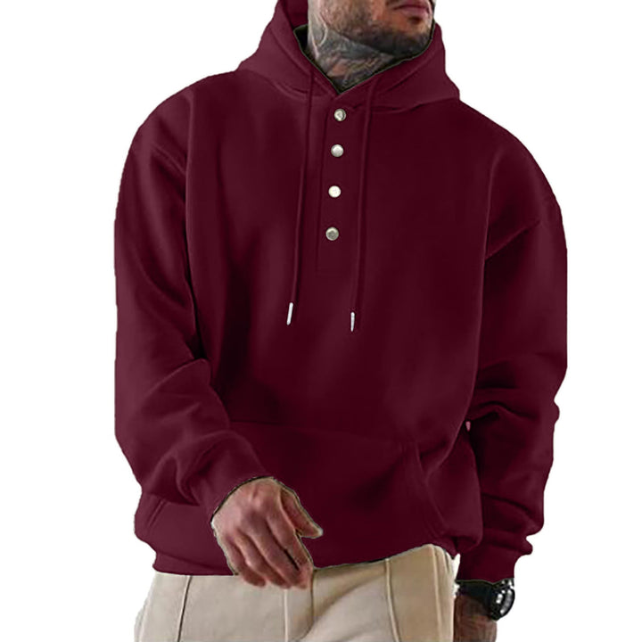 Men's Hoodie with Button Placket and Xxl Fit Chic Und Stil
