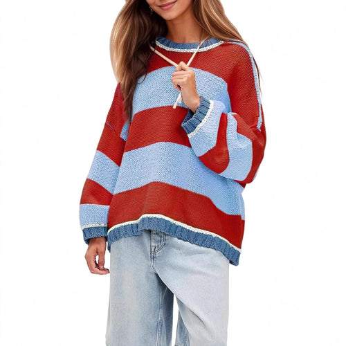 Chunky knit pullover for women with soft round neck Amarae