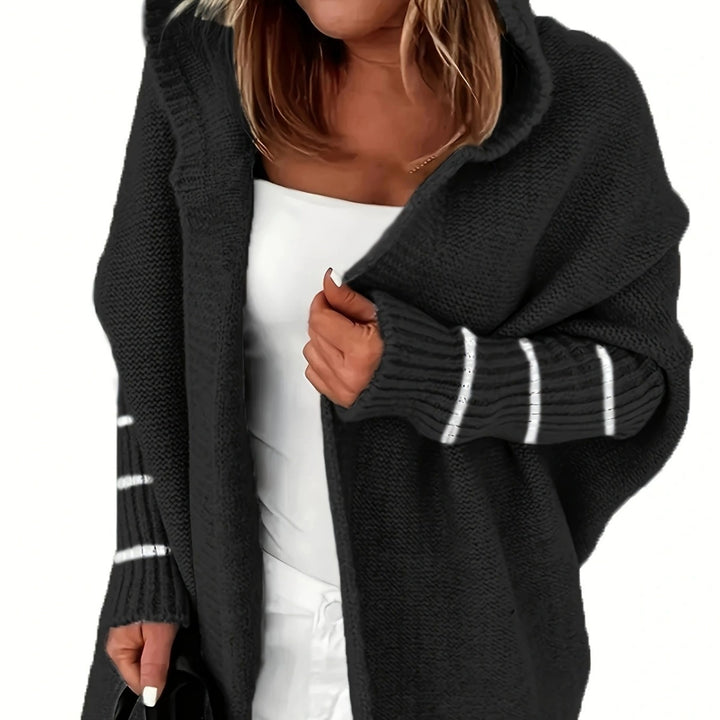 Ladies oversized knitted poncho with hood Lune London