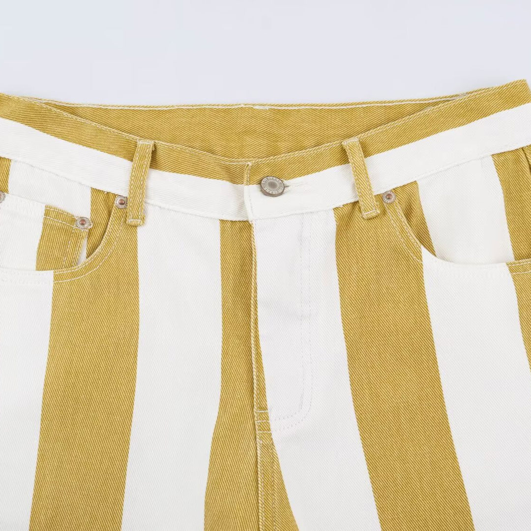 Ladies Striped High Waist Five-Pocket Trousers with Straight Leg Amarae