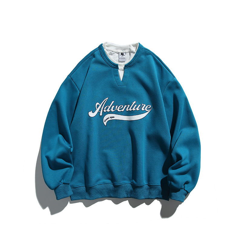 Unisex Oversize Sweatshirt with Layered Collar, Soft Fleece and Statement Print Amarae