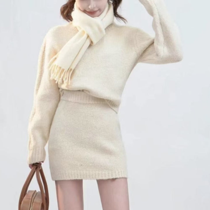 Robe tricotée pour femmes avec un élégant col rond et une fine texture côtelée Chic & Stil