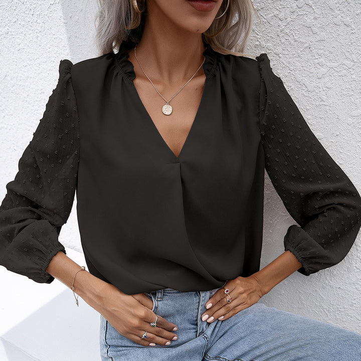 Elegant women's blouse with structured sleeve detail Lune London