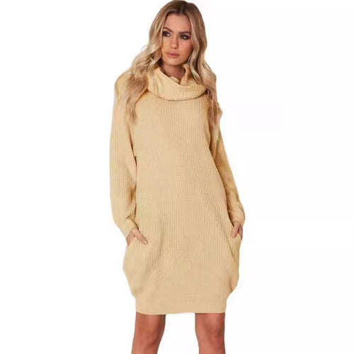 Knit dress for women with large collar Amarae