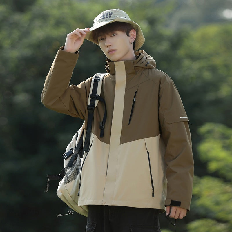Men's Two-Tone Wind and Water-Repellent Softshell Jacket with Hood Amarae