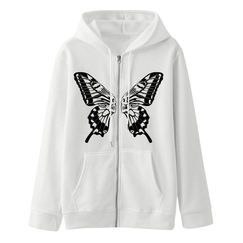 Women's hoodie sweatshirt jacket with unique butterfly print Amarae