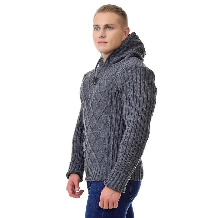 Men's cozy knit sweater with hood details Lune London