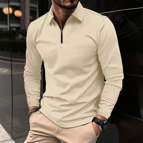 Long sleeve shirt for men with modern zipper closure and structured design Amarae