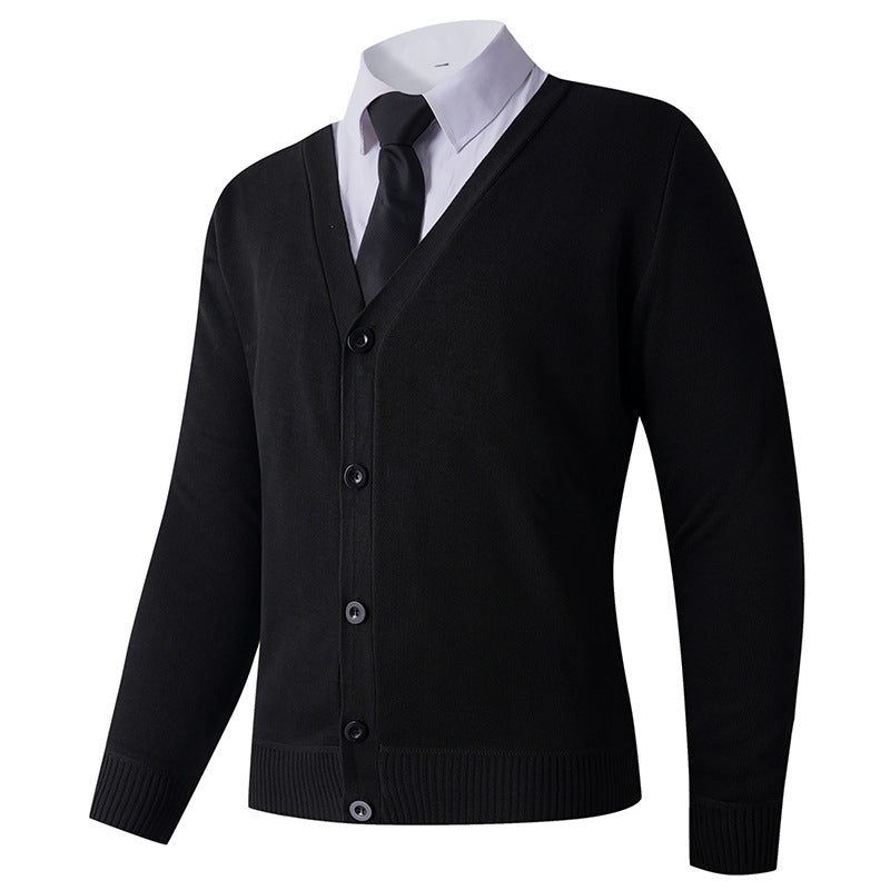 Men's knit jacket with V neck and button closure Lune London
