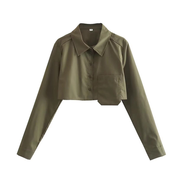 Cropped blouse for women with a modern fit and practical pocket design Lune London