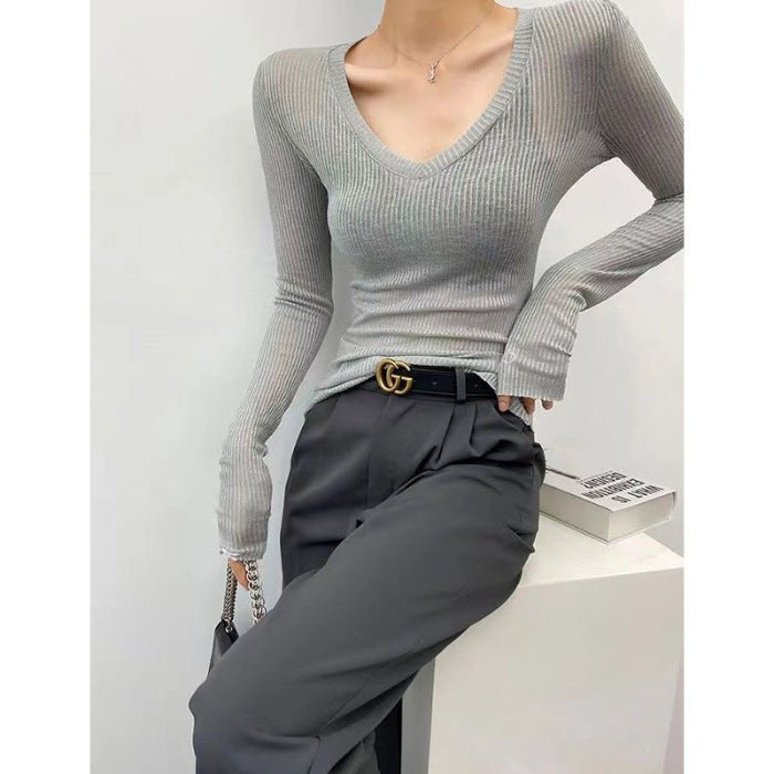 Women's fitted long sleeve shirt with ribbed structure Chic & Stil
