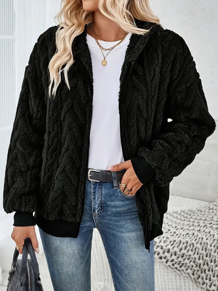 Fleece jacket for women with Lune London texture