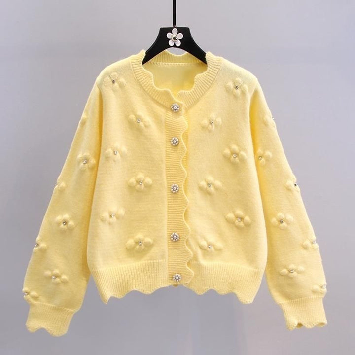 Elegant knitted jacket for women with floral pattern Lune London