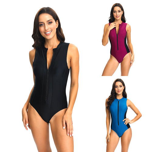 Woman One-piece swimsuit with zipper Amarae