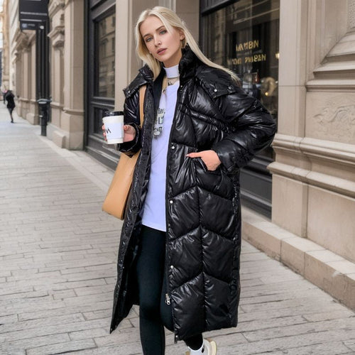 Women's Long Insulated Puffer Jacket with Voluminous Cut and Practical Side Pockets Amarae