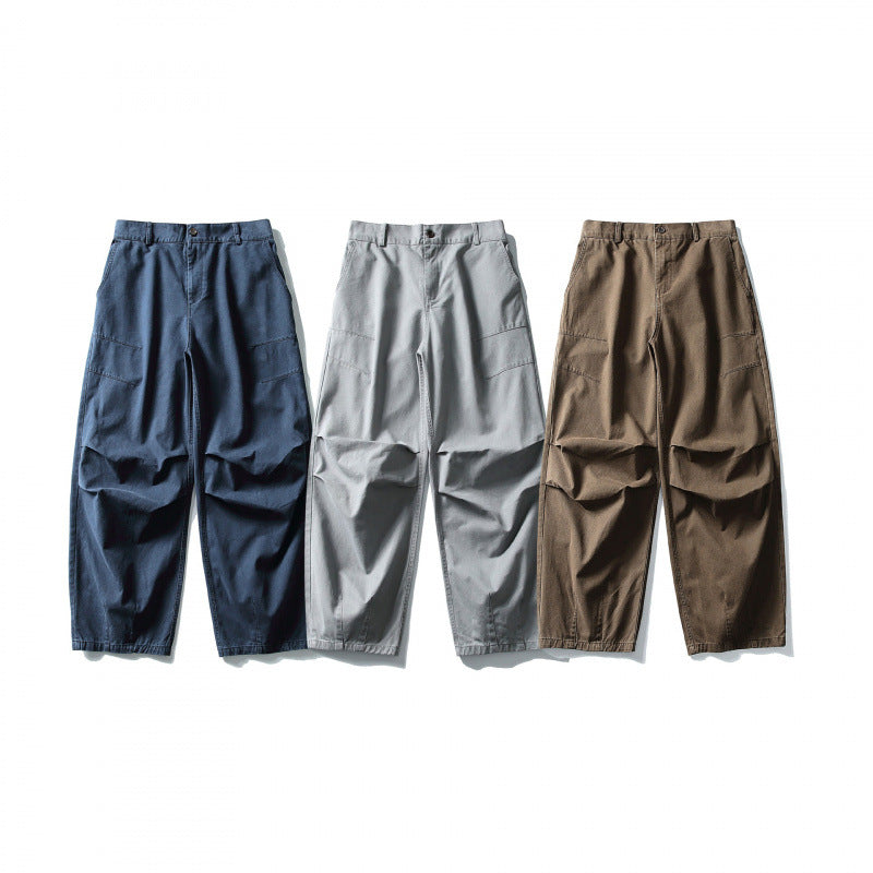 Unisex Wide Utility Cargo Pants in Relaxed Fit with Knee Darts and Elastic Hem Amarae